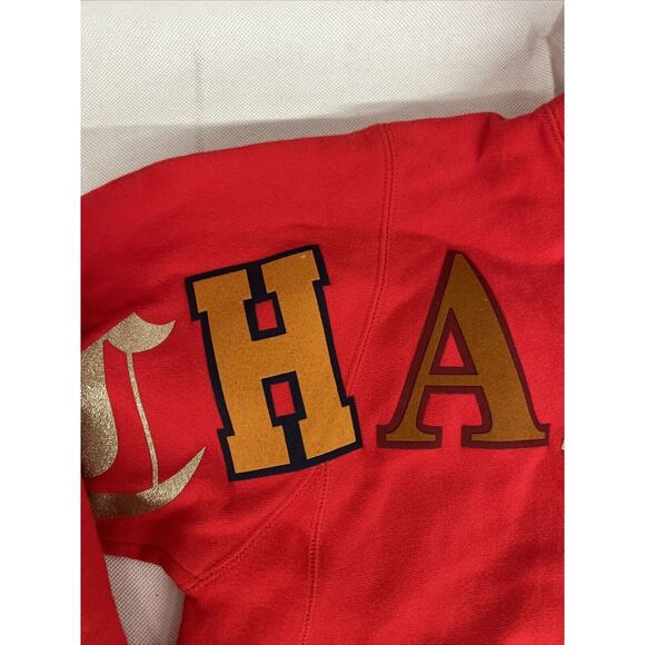 NEW CHAMPION RED REVERSE WEAVE OLD ENGLISH SCRIPT HOODIE SWEATSHIRT SZ XS XSMALL - Picture 5 of 7